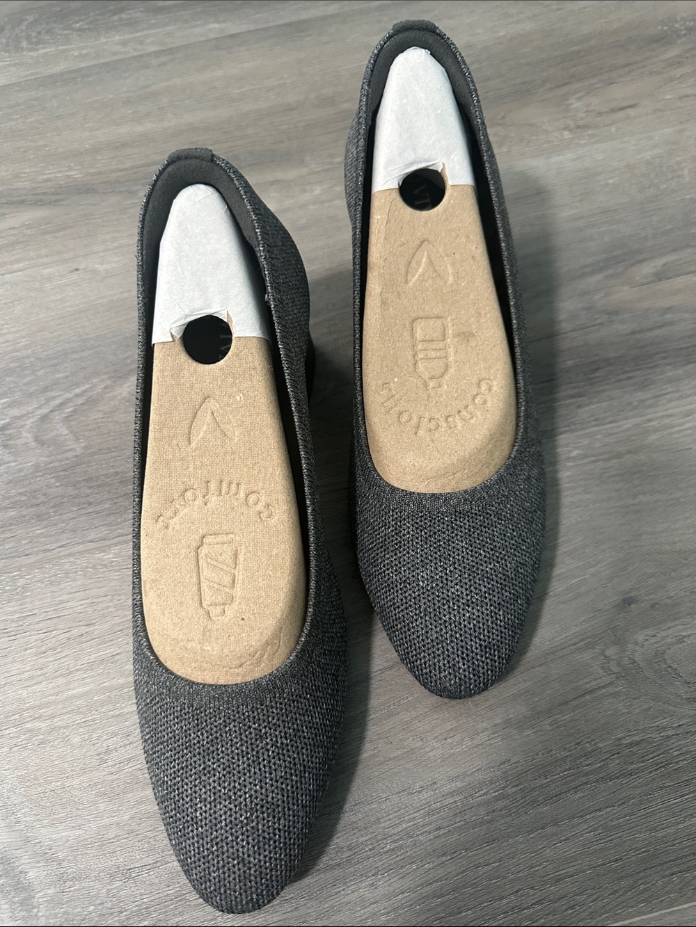 Women's Dark Gray Knit Slip-On Flats with Cushioned Footbed